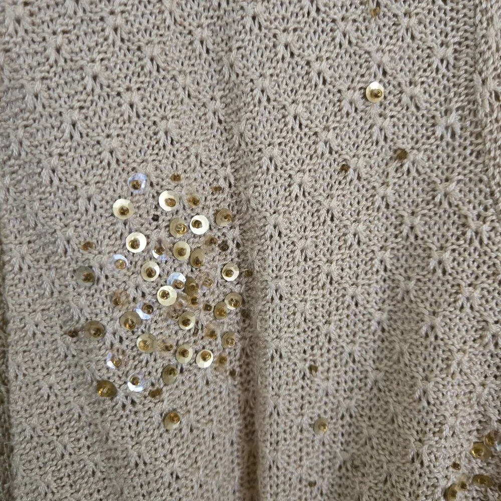 Ann Taylor Petites Beige Sequin Wrap Silk Blend Sweater Size SP